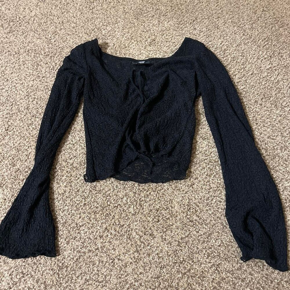 Just-polly Women's Black and Navy Crop-top